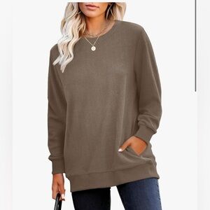 RUMIA Crewneck Fall Sweatshirts - Long Sleeve Pullover Tops with Pockets Fashion